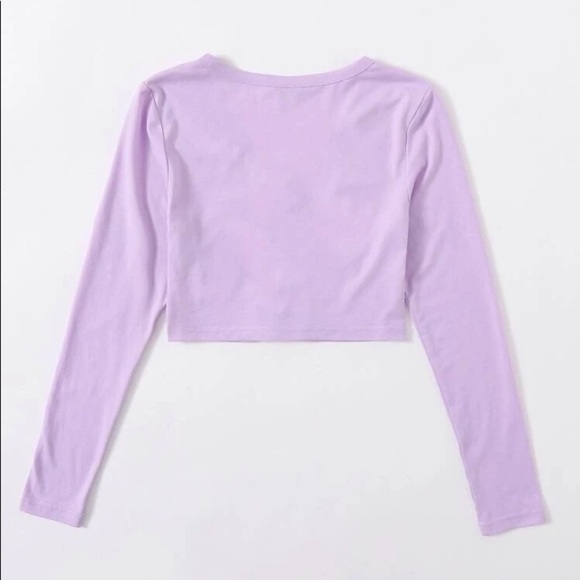 Shein Solid Purple Crop Top with Button Up Detail - Picture 4 of 11